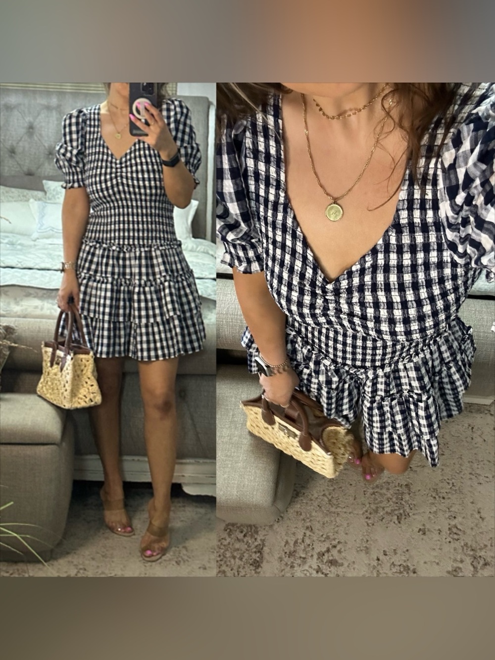 New💙 Picnic in Provence Gingham Dress
